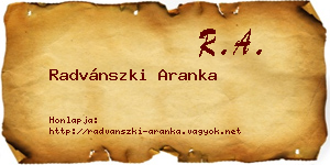 Radvánszki Aranka névjegykártya